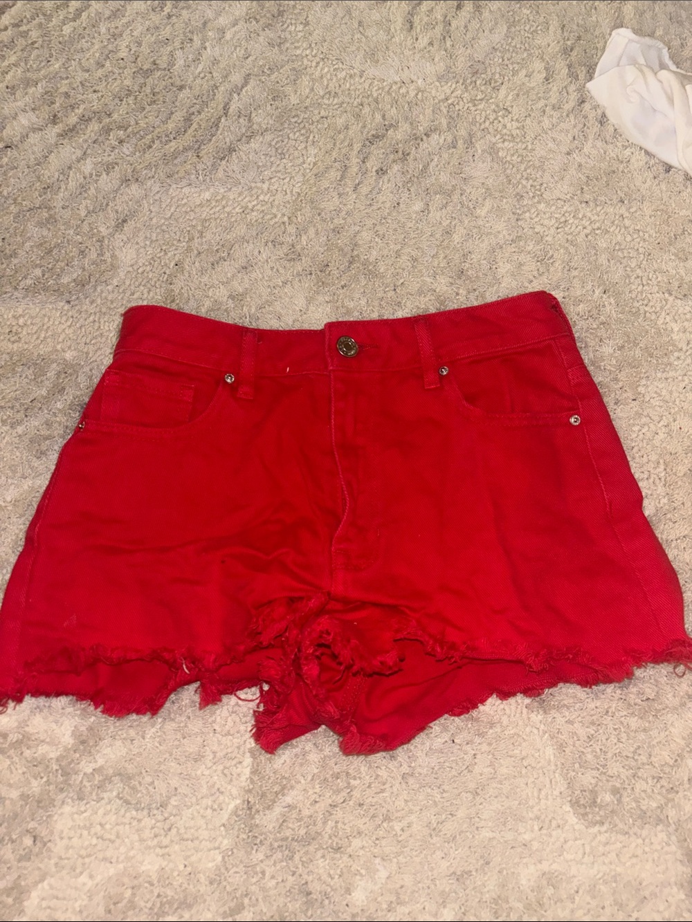 PacSun Red Distressed Denim Cutoff Shorts